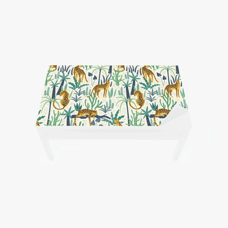 Naklejka na biurko i stół tropikalny wzór z lampartami