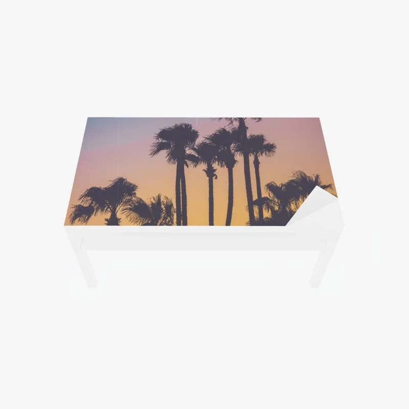 Naklejka na biurko i stół retro tropikalne palmy o zachodzie słońca