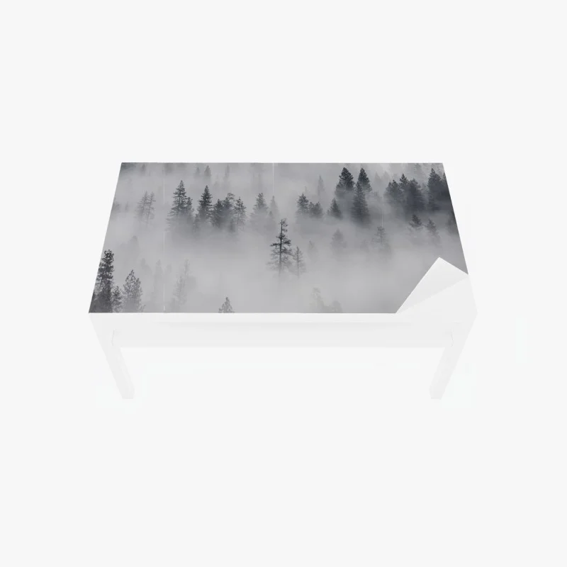 Naklejka na biurko i stół mglisty las sosnowy