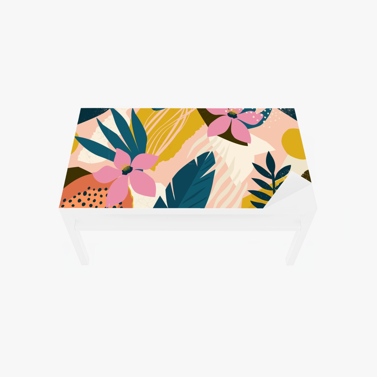 Naklejka na biurko i stół tropikalna abstrakcyjna grafika kwiatowa – Wallissimo®