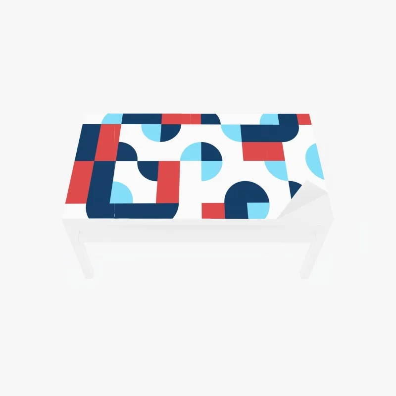 Naklejka na biurko i stół odważny geometryczny wzór w granacie i koralu