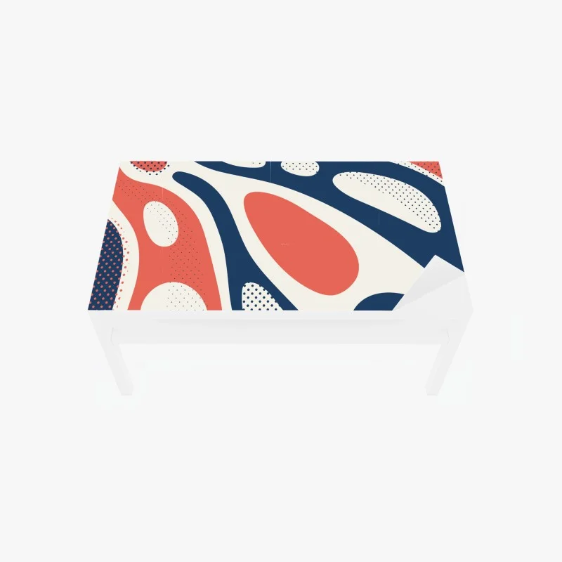 Naklejka na biurko i stół retro koralowo-granatowy abstrakcyjny wzór