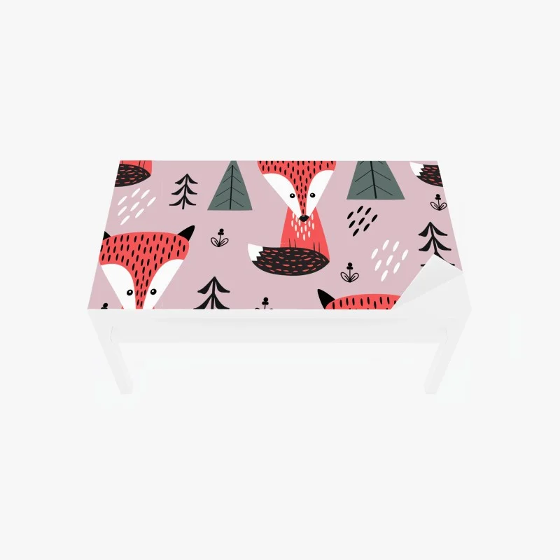 Naklejka na biurko i stół zabawny wzór z lisami w lesie