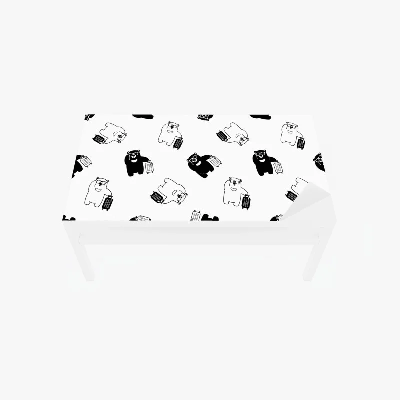 Naklejka na biurko i stół wzór wędrujących misiów