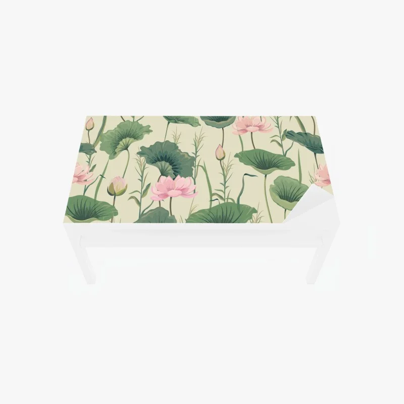 Naklejka na biurko i stół delikatny ogród lotosów wzór botaniczny