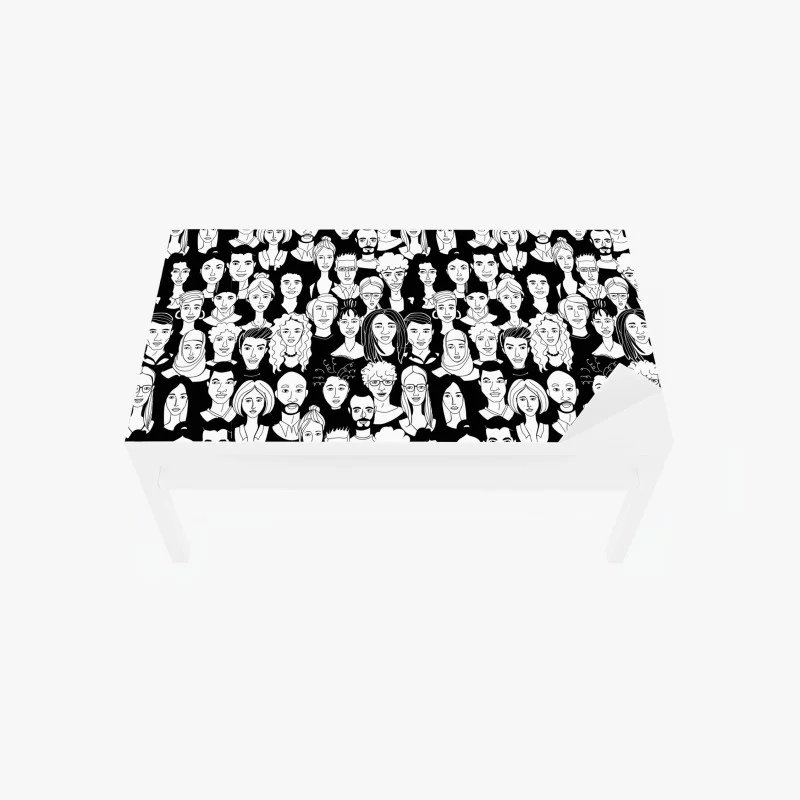 Naklejka na biurko i stół wzór z różnorodnymi twarzami