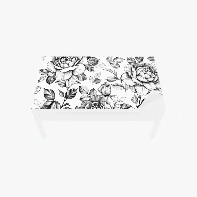 Naklejka na biurko i stół ręcznie rysowany wzór róż