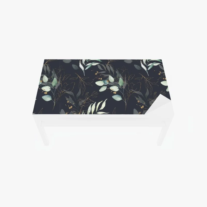 Naklejka na biurko i stół akwarelowe liście eukaliptusa na ciemnym tle