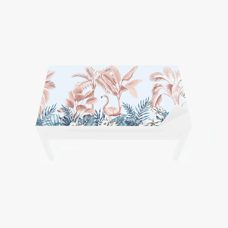 Naklejka na biurko i stół pastelowy tropikalny ogród z flamingiem