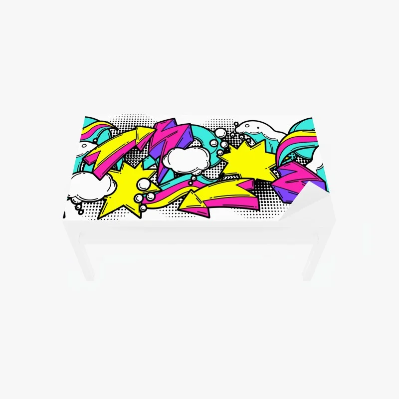 Naklejka na biurko i stół żywy pop-art komiksowy wzór