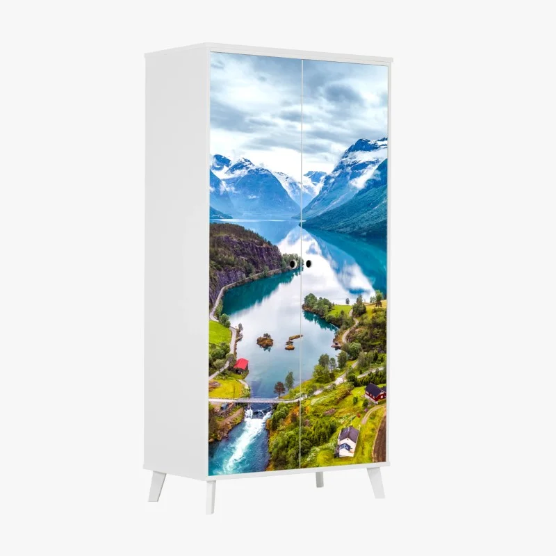 Naklejka na szafę Norwegia fjord z lotu ptaka