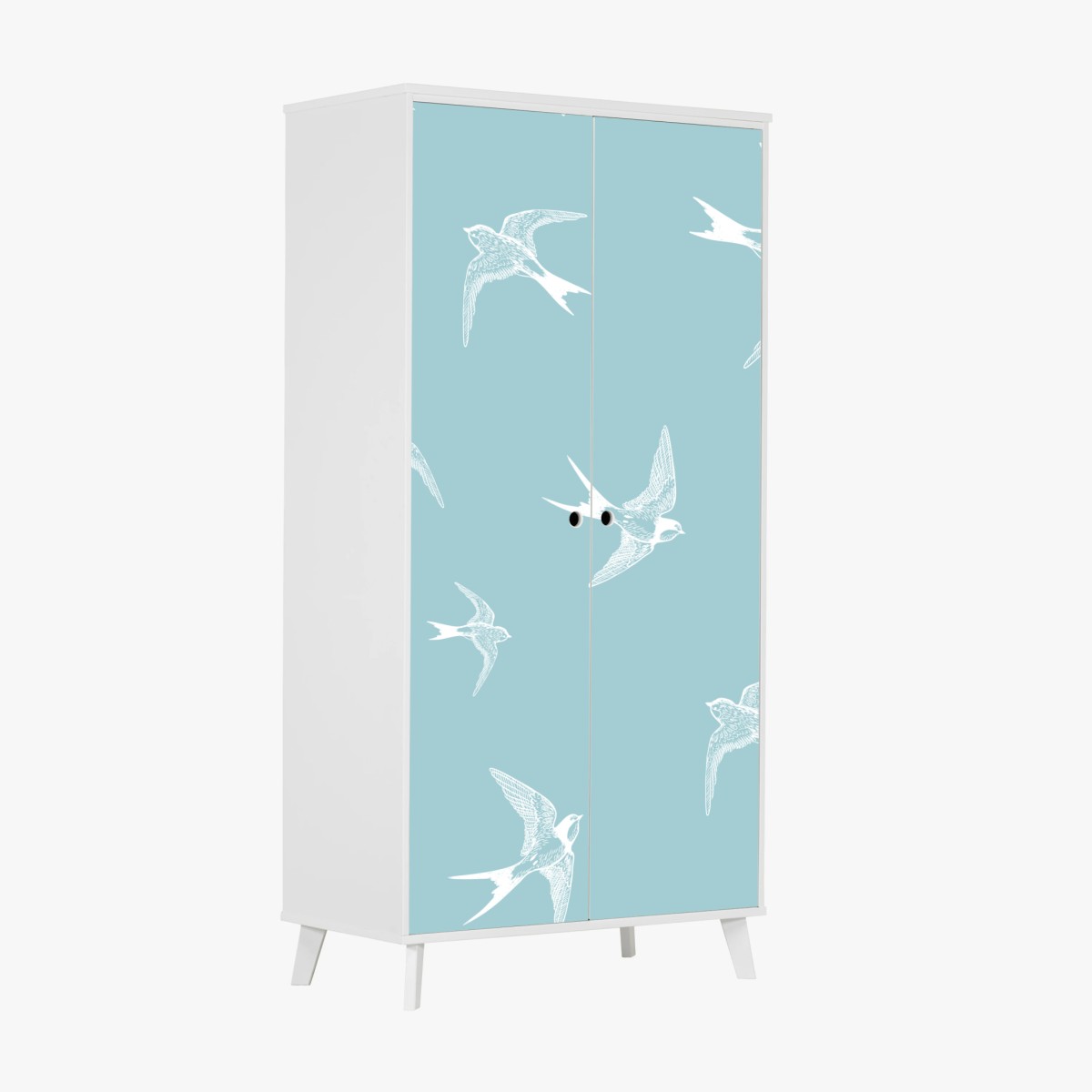 Naklejka na szafę pastelowy wzór z jaskółkami – Wallissimo®