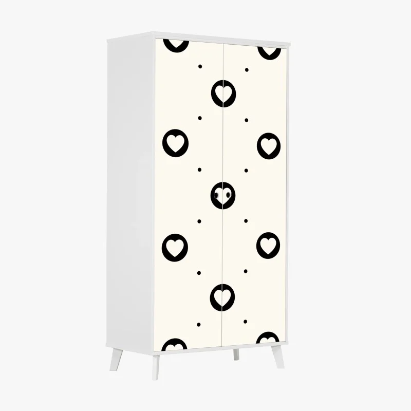 Naklejka na szafę minimalistyczny wzór czarnych serc