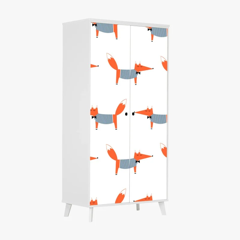 Naklejka na szafę uroczy pasiasty wzór z lisem