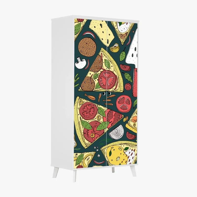 Naklejka na szafę kolorowy wzór plasterków pizzy