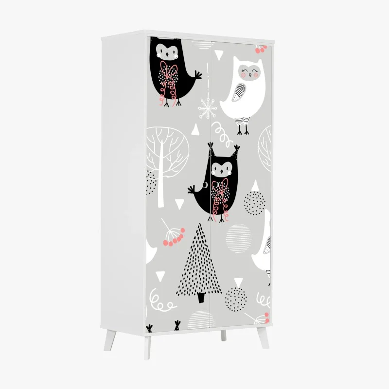 Naklejka na szafę skandynawski wzór z sówkami do pokoju dziecięcego