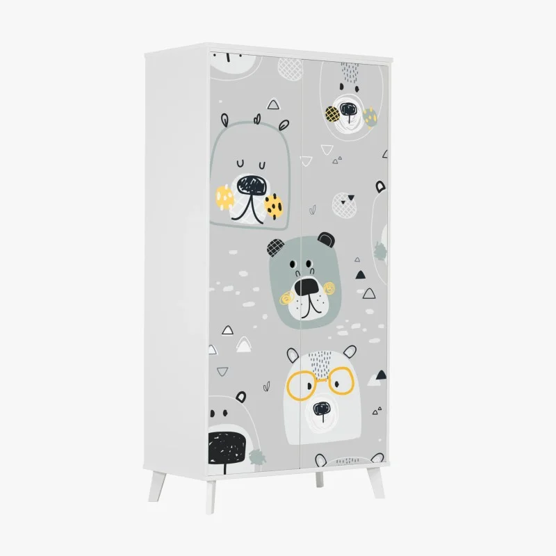 Naklejka na szafę wzór z zabawnymi misiami do pokoju dziecięcego
