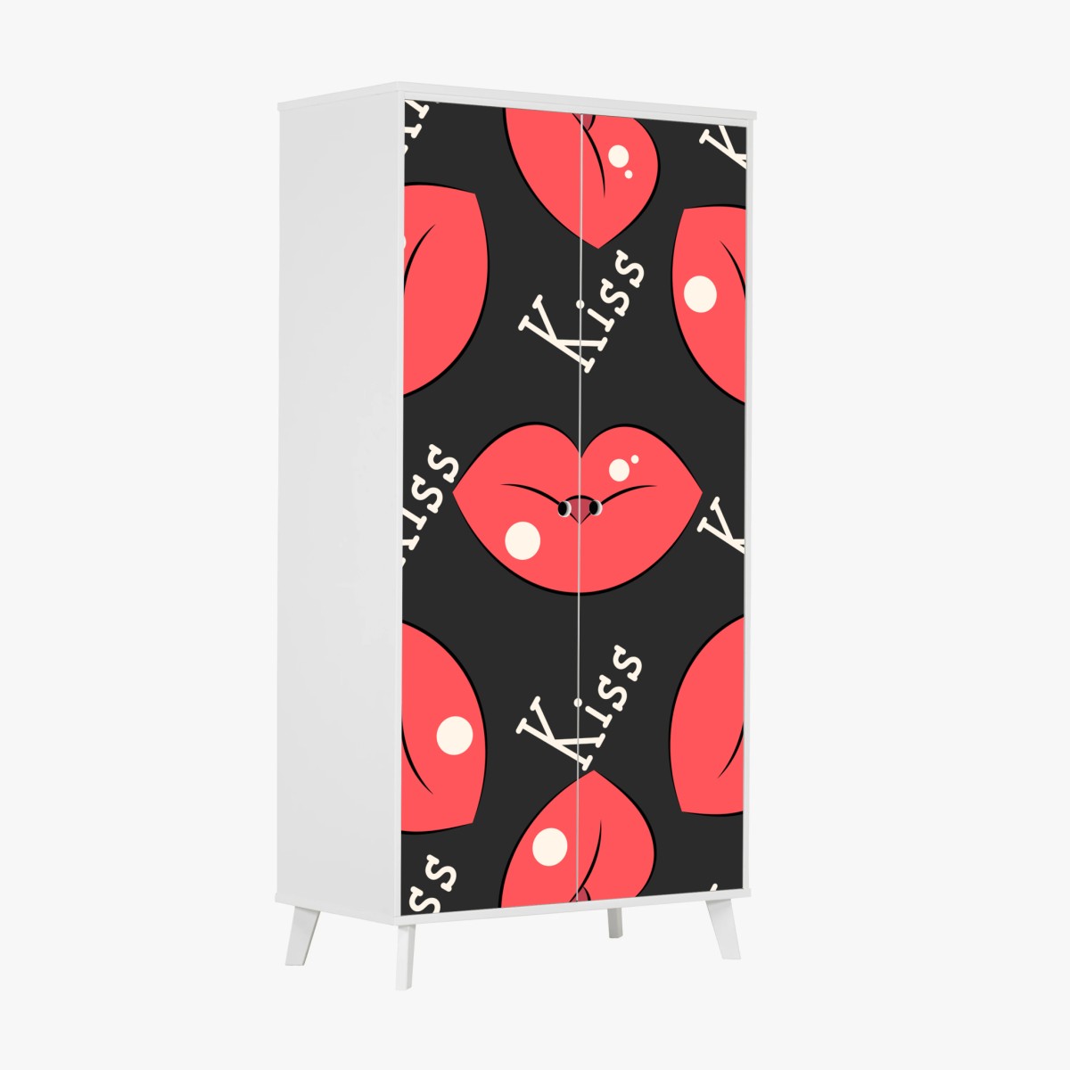 Naklejka na szafę zabawny wzór różowych ust – Wallissimo®