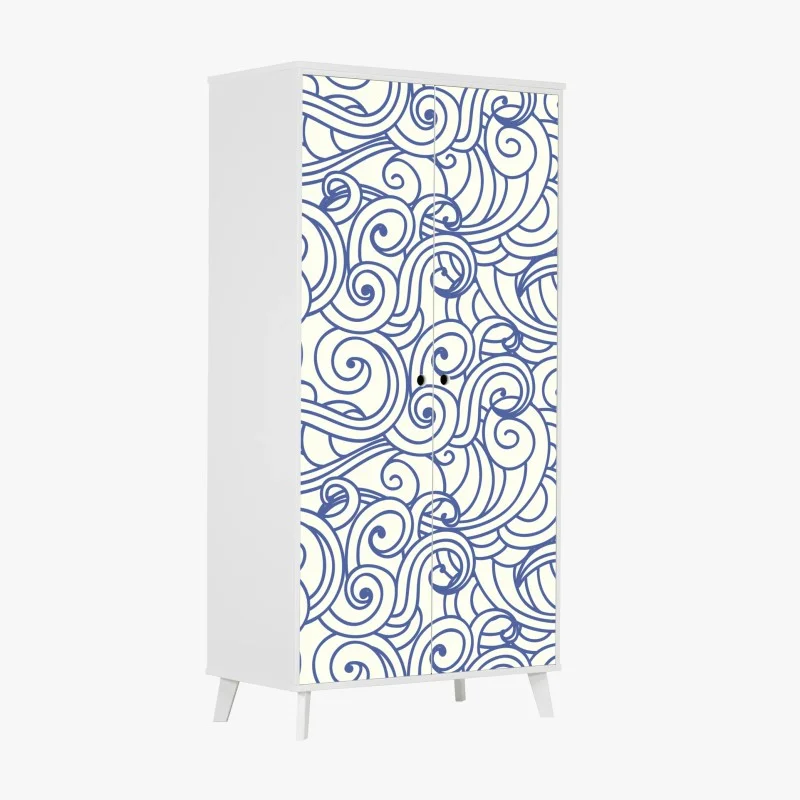 Naklejka na szafę niebieski wzór ze spiralami