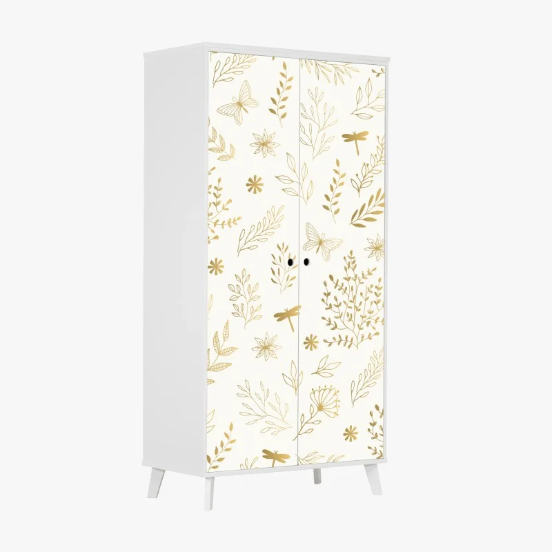 Naklejka na szafę złoty botaniczny wzór