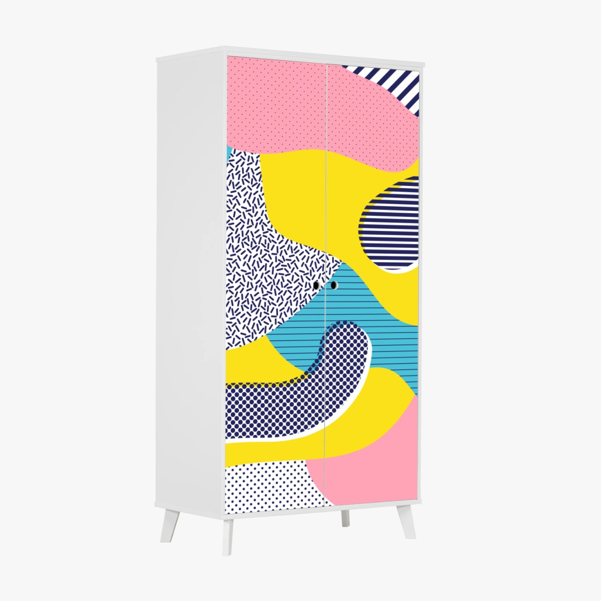 Naklejka na szafę zabawny abstrakcyjny wzór memphis – Wallissimo®