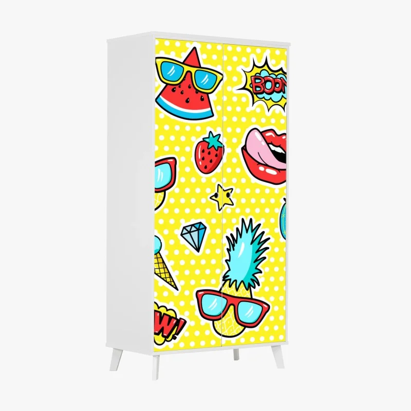 Naklejka na szafę jaskrawy wzór naklejek w stylu pop-art