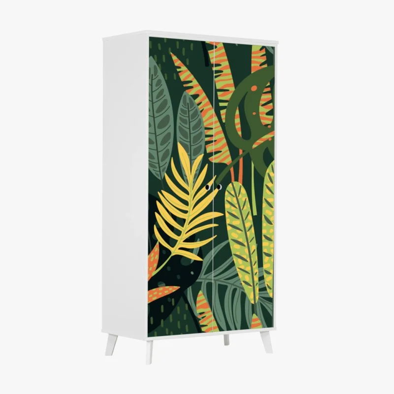 Naklejka na szafę tropikalna dżungla bujnych liści