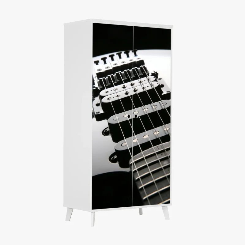 Naklejka na szafę zbliżenie czarnej gitary elektrycznej