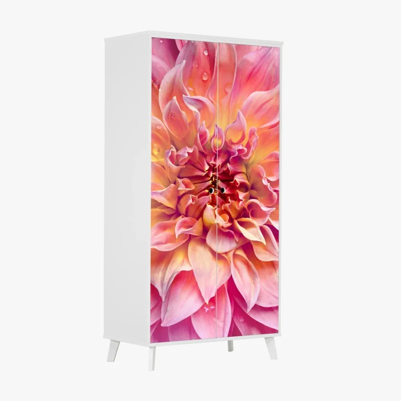 Naklejka na szafę różowa dalia w zbliżeniu