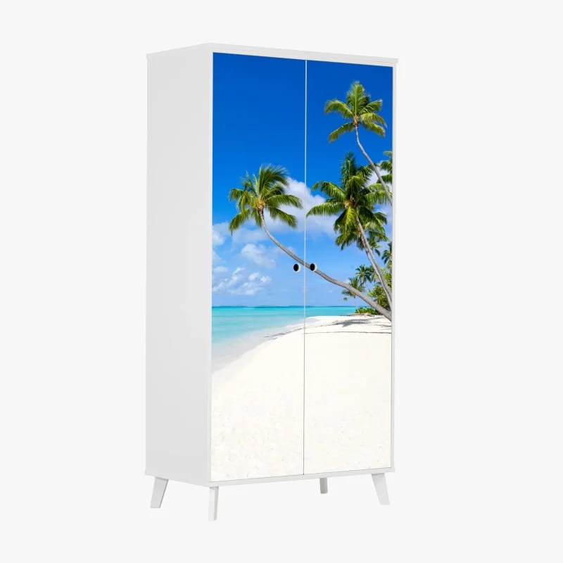 Naklejka na szafę tropikalna plaża z palmami