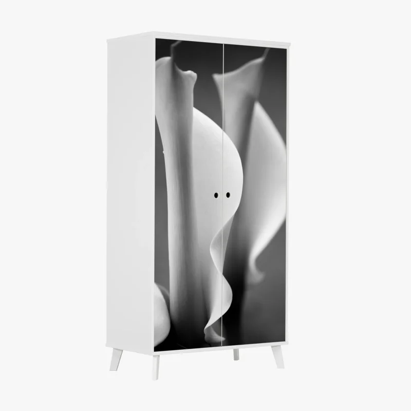 Naklejka na szafę eleganckie kallie w monochromie