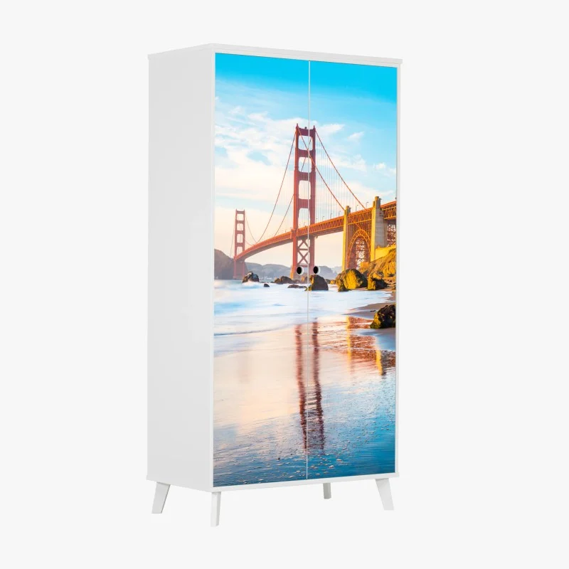 Naklejka na szafę złota godzina przy moście Golden Gate, Baker Beach