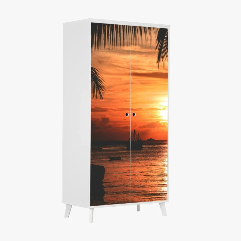 Naklejka na szafę tropikalny zachód słońca nad morzem