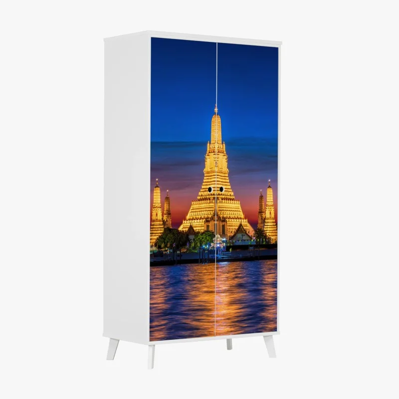 Naklejka na szafę złote Wat Arun o zmierzchu