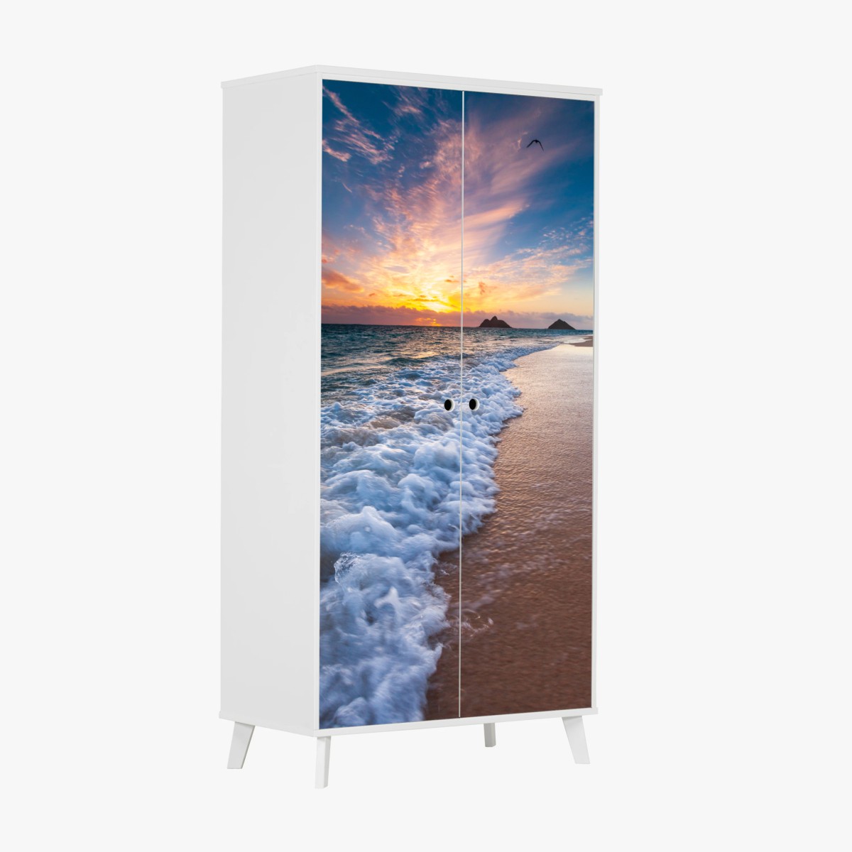 Naklejka na szafę spokojny wschód słońca nad brzegiem oceanu – Wallissimo®