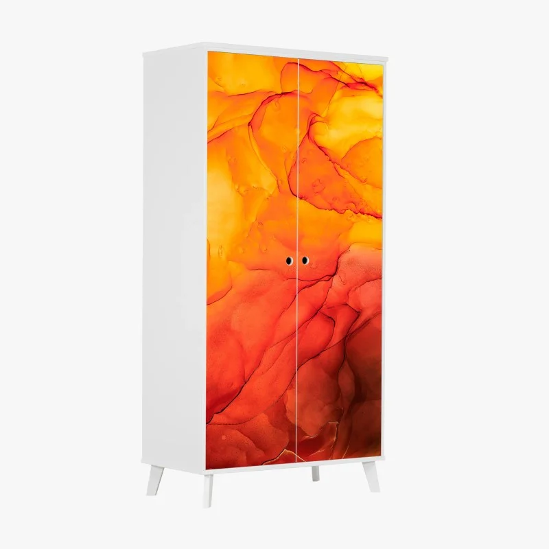 Naklejka na szafę abstrakcja alkoholowa w odcieniach pomarańczy