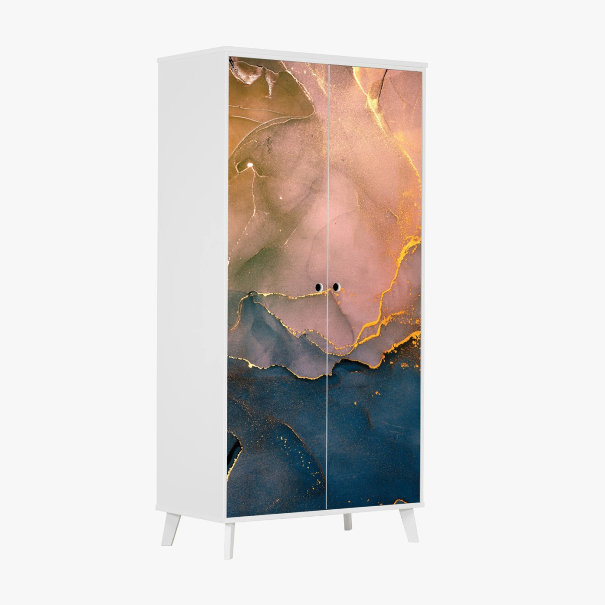 Naklejka na szafę niebiesko-złoty abstrakcyjny marmur – Wallissimo®