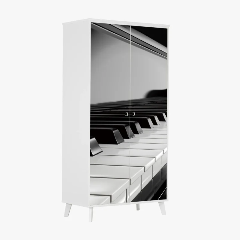 Naklejka na szafę eleganckie czarno-białe klawisze fortepianu