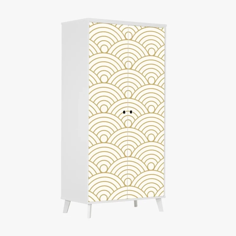 Naklejka na szafę złoty wzór seigaiha