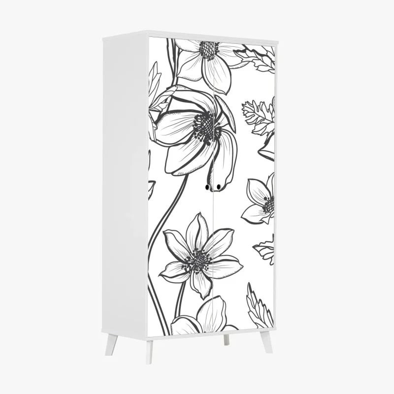Naklejka na szafę botaniczny rysunek kwiatowy