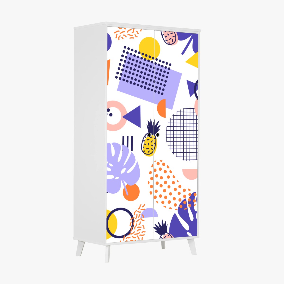 Naklejka na szafę zabawny tropikalny wzór geometryczny – Wallissimo®