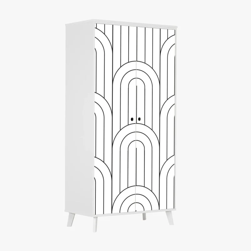 Naklejka na szafę monochromatyczny wzór łuków