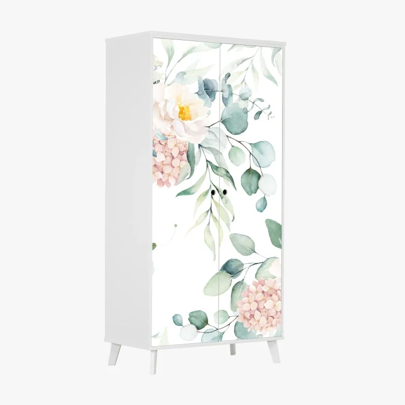 Naklejka na szafę delikatny akwarelowy bukiet kwiatów