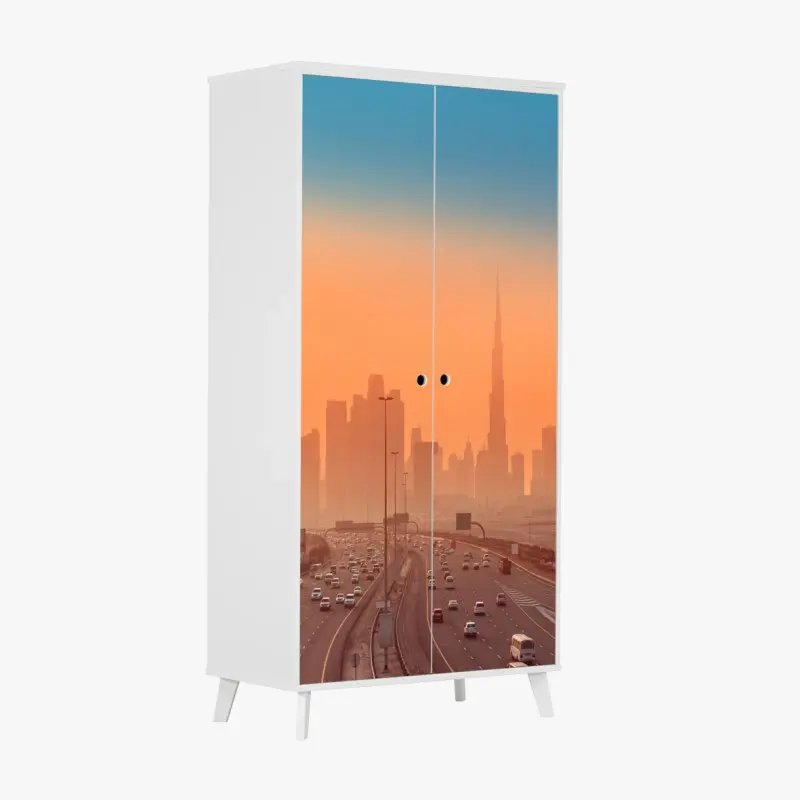 Naklejka na szafę Dubaj panorama o wschodzie słońca