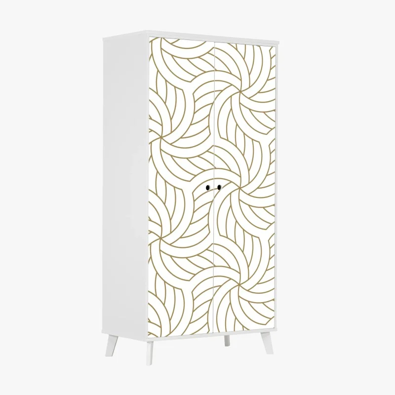 Naklejka na szafę złoty geometryczny wzór spiralny