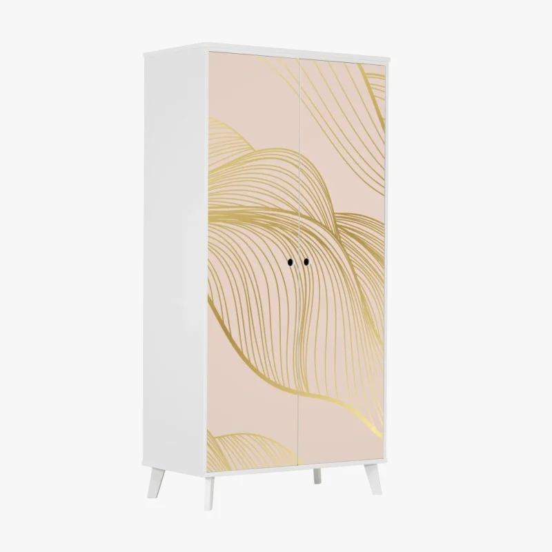 Naklejka na szafę abstrakcyjny wzór złotych fal