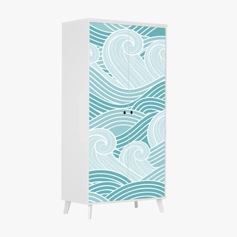 Naklejka na szafę spokojny turkusowy wzór fal