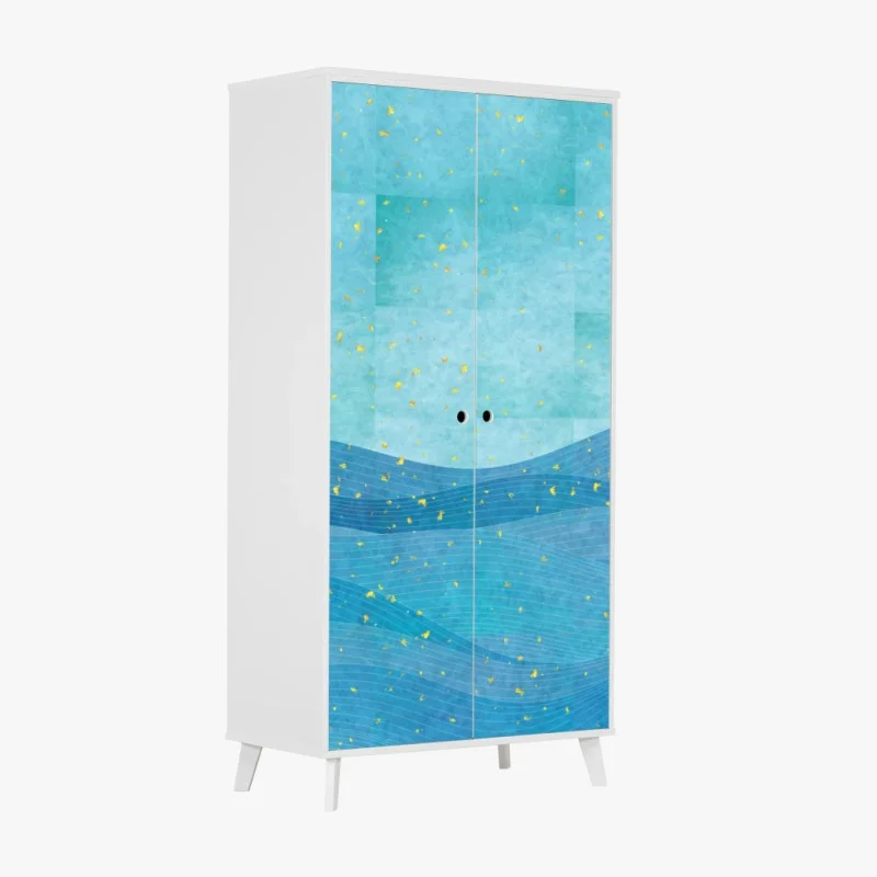 Naklejka na szafę turkusowe fale abstrakcyjna kompozycja