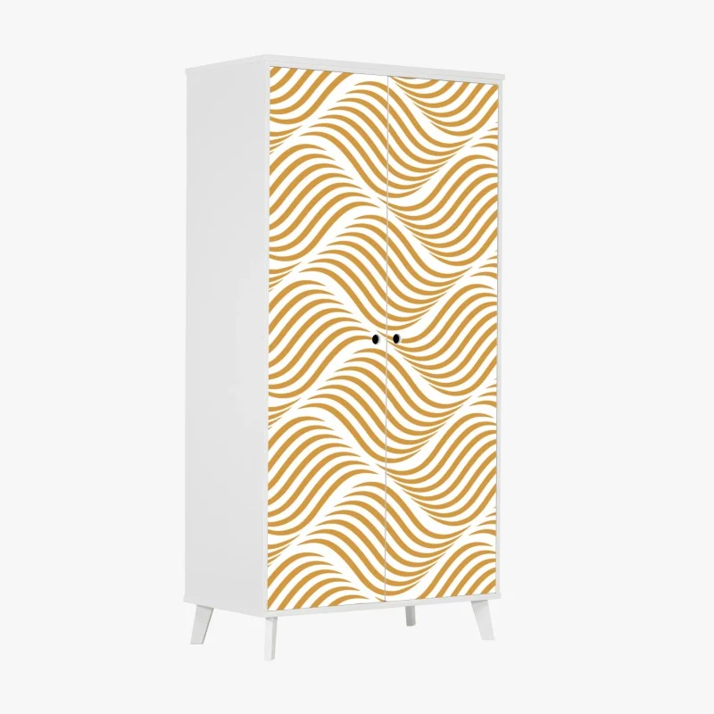 Naklejka na szafę złoty wzór falowy do dekoracji ściennej