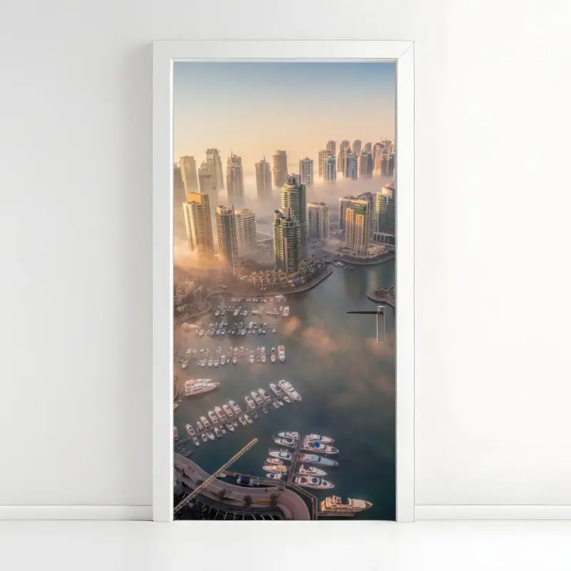 Naklejka na drzwi Dubaj marina zachód słońca